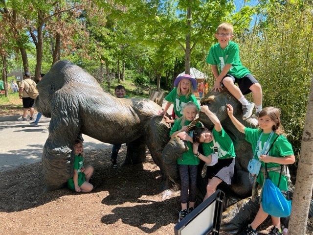 2nd graders enjoying the gorilla at the zoo.